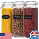 VITEVER 92oz Glass Jars w/ Airtight Lid - Large Food Storage - Taller, Square
