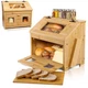 3J2 Discoveries Large Bamboo Wooden Bread Box for Kitchen Countertop