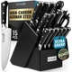 Cutluxe 15 Piece Knife Set - German Stainless Steel Black Wood Block