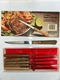 6 Tramontina Serrated Stainless Steak Knives A-253 Wooden Handle Brasil In Box