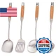 FJNATINH Wok Utensil Set - 4-Piece 304 Stainless Steel Spatula & Ladle, 14-15"