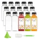 GUSTO [12 oz. - 15 Count Reusable Plastic Juice Bottles With Caps, Labels, Br...