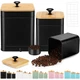 Tioncy Kitchen Canisters Set of 3 Metal w/ Bamboo Lids for Coffee Tea Sugar
