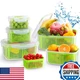 LUXEAR 5-pc Fruit Vegetable Produce Storage Containers w/ Lid & Colander