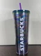 Starbucks 24oz Tumbler Coffee Cup Purple Oil Slick Sparkle With Straw and Lid