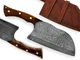 HANDMADE DAMASCUS SERBIAN CLEAVER - OUTDOOR BBQ KNIFE with SHEATH