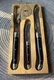Jean Dubost Laguiole Spreader, Cheese Knife, Meat Fork IN Wood Box France Unused
