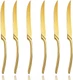 Lemeya Stainless Steel Gold Steak Knives Set of 6,Forge Steak Knife,Serrated ...