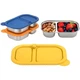 BSTUR 3 Pack Stainless Steel Snack Containers with Silicone Lids, 2 Compartment