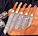 CUSTOM MADE FORGED DAMASCUS STEEL BLADE CHEF SET KITCHEN KNIVES M 132