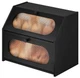 Vriccc Black Large Bread Box for Kitchen Counter, Large Bamboo Wood Double Layer