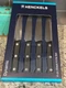 HENCKELS 4 pc STEAK KNIFE SET German Steel - SERRATED BLADE Black/Silver NIB