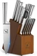 Imarku 15-Piece Japanese Knife Set with Block, Sharpener Ultra Sharp Chef Knives