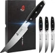 TUO Black Hawk Steak Knife Set 5in 4Pc German Steel Pakkawood Handle