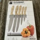 S & Co. 6 Pcs Gourmet Kitchen Knife Set with Block - Super-Sharp Steel Knives