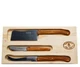 Laguiole Jean Dubost 3-Piece Cheese Set w/Olive Wood Handles