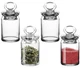 Biandeco 4pc Spice Jar Set w/ Airtight Glass Lid for Nuts, Jam, Coffee Beans
