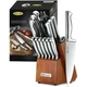 McCook MC29 15-Piece Kitchen Cutlery Knife Block Set Built-in Sharpener Stainles