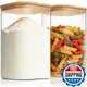 KEYWING 1.2 Gallon Glass Flour Storage Containers with Bamboo Lids, Set of 2 Lar