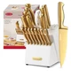 McCook&reg; Kitchen Knife Sets, Golden Titanium Stainless Steel Knives Block Set ...