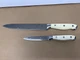Set Of 2 Sabatier Arcadia 20H035 Edgekeeper  Slicing Knives White Handle VTG