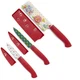 Pioneer Woman Blooming Bouquet Knife 3 Piece Red Handle Stainless Steel Sealed  