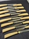 MCM Quikut Steak Knives QUIKKLE Stainless USA Cream Ivory Handle 15pc Vtg Set
