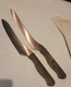 2 Vtg 400C Gold 3 Stainless Steel Sushi Santoku Slicing Wood Handle Knives Japan