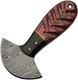 Damascus Fixed Knife 1" Damascus Steel Full Tang Ulu Blade Red Colorwood Handle