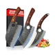 SliceElite Heritage Forge 3 Piece Butcher Knife Set Serbian Chef Meat Cleaver...