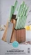 Martha Stewart Ergonomic Stainless Steel 14 Pc Wood Block Cutlery Knife Set Mint
