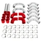 ⭐12Pcs 2.5" Intercooler Pipe Piping Kit+ Clamps + Red Silicone Coupler Universal