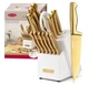 McCook&reg; Knife Sets, Golden Titanium Stainless Steel Kitchen Knife Block Sets ...