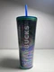 Starbucks 24oz Tumbler Coffee Cup Purple Oil Slick Sparkle With Straw and Lid