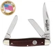Queen pocket knife Stockman Red Bone Handle 1055 Carbon Steel Blades USA Made