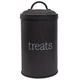 AuldHome Design Large Enamelware Dog Treat Jar - Black Modern Farmhouse Pet Bin