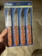 Set 4 Oster Jumbo Steak Knives Wood Handle Stainless Steel Blades 9.5"