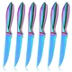 WELLSTAR Rainbow Serrated Steak Knife Set of 6, Razor Sharp German Steel Blad...