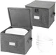 Popoly China Storage Container for Bowls/Dessert Plates, 8.5"W x 6"H, 2-Pack Gra