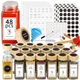 Aliggbent 48-Pc 4oz Glass Spice Jars w/Bamboo Lids & Labels, Shaker & Pour