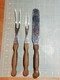 CUTCO Stainless Steel Brown Handle No. 26 & 27 Forks and No 28 Spreader Spatula