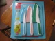 Tasty 8 piece cutlery kit, set 3 knifes and 2 cutting boards Kid safe NIB