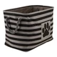 Bone Dry Pet Storage Striped Paw Bin, Black, Large Rectangle, Pet Supplies