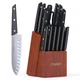 Knife Set with Block, Cookit 15 Pieces Kitchen Knife Set with Pine Block Hold...