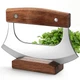 KAYCROWN Ulu Knife, Sharp Rocker Mezzaluna Knife with Wooden Stand, Alaskan U...