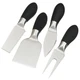 Prodyne 4pc Stainless Steel Cheese Knife Set with Black Soft Touch Handles