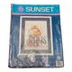 Vintage 1993 Sunset Stitchery CAT IN A HAT BOX Wool Crewel Embroidery Kit 