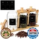 Suclain 3 Pcs Glass Coffee Container with Wooden Lid Spoon Shelf Labels Clear Ai