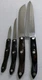 4 Cutco Knives Brown Handle #1725, 1722,1721 KM,1720 KQ