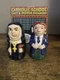 Nun and Catholic School Girl Salt & Pepper Shakers Ceramic Church w/original box